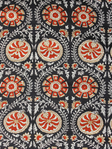 Black Red Ivory Hand Block Printed Cotton Fabric Per Meter - F001F1006