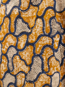 Mustard Beige Indigo Hand Block Printed Semi Elasticated Waist Cotton Sharara  - Sh05F1362