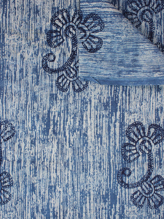 Indigo Blue Natural Dyed Hand Block Printed Cotton Fabric Per Meter - F0916300