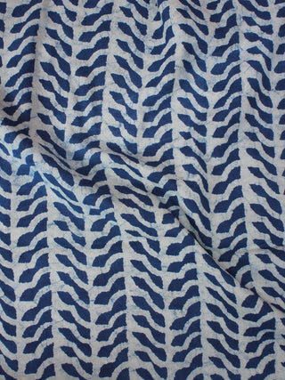 Indigo Ivory Natural Dyed Hand Block Printed Cotton Fabric Per Meter - F0916001