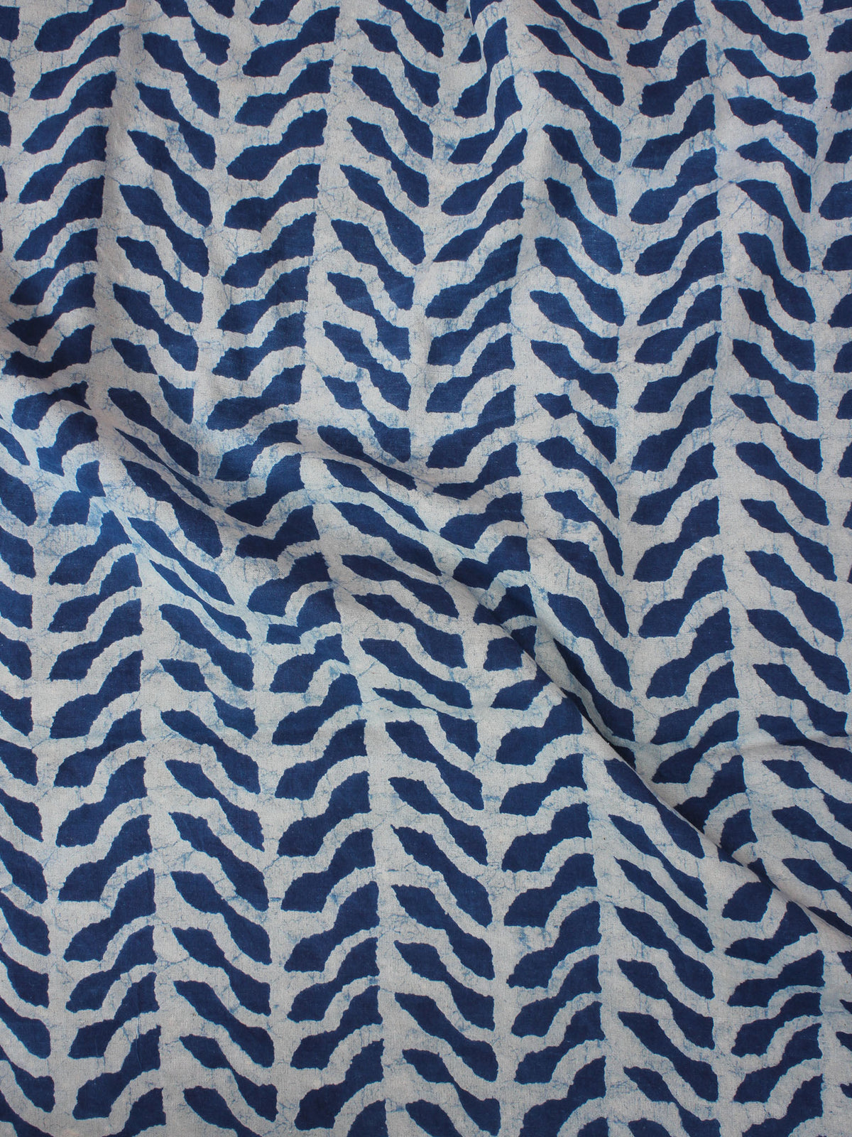 Indigo Ivory Natural Dyed Hand Block Printed Cotton Fabric Per Meter - F0916001