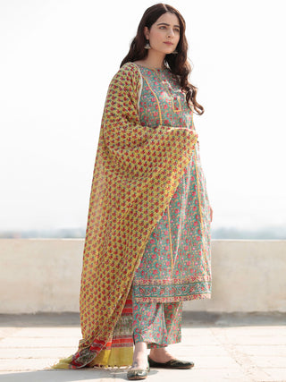 Zohra Hena - Set of Kurta Pants & Dupatta - KS62B2508D