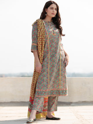 Zohra Hena - Set of Kurta Pants & Dupatta - KS62B2508D