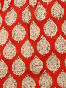 Rust Beige Black Hand Block Printed Cotton Top With Box Pleate - T40F890