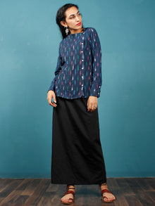 Indigo Green Pink White Hand Woven Ikat Top  - T39F735