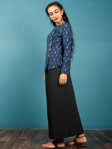 Indigo Green Pink White Hand Woven Ikat Top  - T39F735
