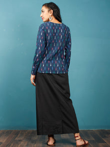 Indigo Green Pink White Hand Woven Ikat Top  - T39F735