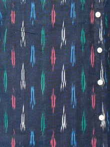 Indigo Green Pink White Hand Woven Ikat Top  - T39F735