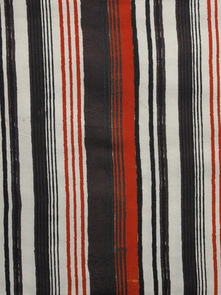 Black Red White Hand Block Printed Rayon Fabric Per Meter - F001F1014