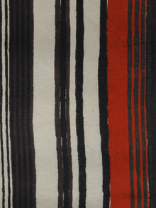 Black Red White Hand Block Printed Rayon Fabric Per Meter - F001F1014
