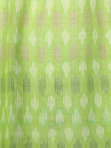 Green White Maroon Hand Woven Ikat Cotton Tunic With Pintuck  - Tun07F1230