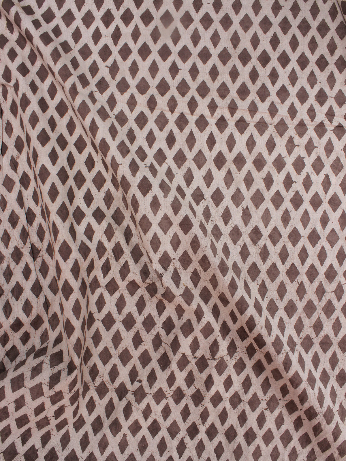 Brown Beige Natural Dyed Hand Block Printed Cotton Fabric Per Meter - F0916043