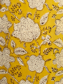Mustard Beige Black Hand Block Printed Cotton Top - T41F1376