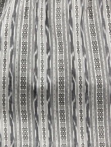 White Black  Hand Woven Ikat Cotton Tunic With Collar   - Tun06F1465