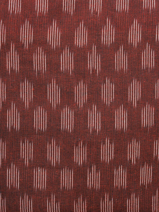Brown Ivory Pochampally Hand Woven Ikat Fabric Per Meter - F002F965