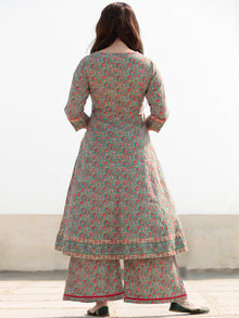 Zohra Shirat - Set of Anarkali Kurta Palazzo & Banarsee Dupatta - KS63B2508D