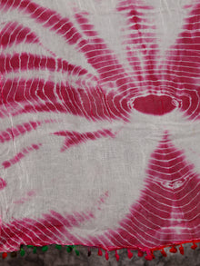 Black White Pink Hand Block Printed Cotton Suit-Salwar Fabric With Shibori Chiffon Dupatta (Set of 3) - SU01HB379
