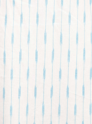 Ivory Sky Blue Hand Woven Ikat Kurta With Bell Sleeves - K78F1469