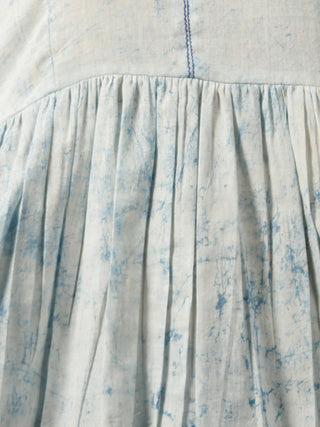 Indigo Hand Brush Printed Cotton Top - T42F1339