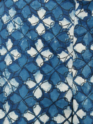 Indigo White Hand Block Printed Semi Elasticated Waist Cotton Sharara  - Sh08F1340