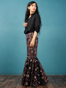 Brown Indigo Rust Mustard Hand Block Printed Semi Elasticated Waist Cotton Sharara  - Sh11F1394