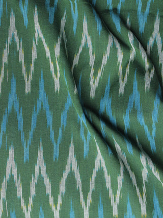 Teal Green Blue Ivory Pochampally Hand Woven Ikat Fabric Per Meter - F002F966