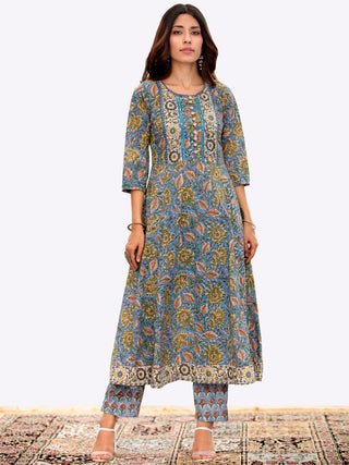 Megha Charvi Set Of Anarkali Kurta Pant Kota Dupatta