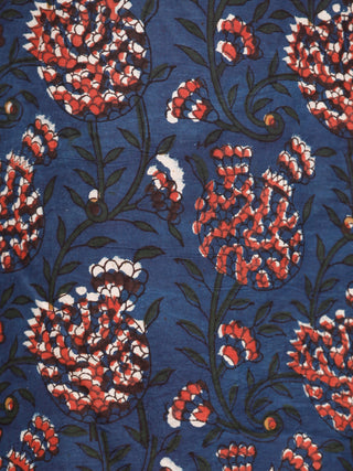 Indigo Rust Green Beige Hand Block Printed Kurta in Natural Colors With Pintuck - K79F1341