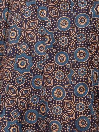 Indigo Mustard Blue Ajrakh Block Printed Pleated Cotton Sharara  - Sh13F704