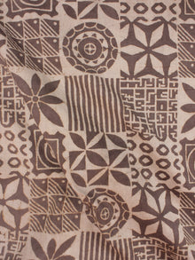 Brown Beige Natural Dyed Hand Block Printed Cotton Fabric Per Meter - F0916048