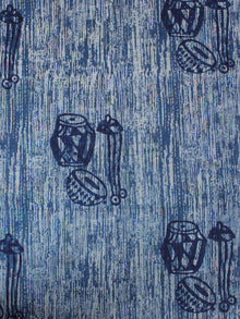 Indigo Ivory Natural Dyed Hand Block Printed Cotton Fabric Per Meter - F0916297