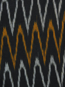 Black Orange Ivory Pochampally Hand Woven Ikat Fabric Per Meter - F002F967