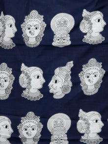 Indigo White Yellow Hand Block Printed Cotton Suit-Salwar Fabric With Shibori Chiffon Dupatta (Set of 3) - SU01HB381