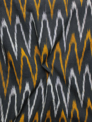 Black Orange Ivory Pochampally Hand Woven Ikat Fabric Per Meter - F002F967