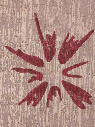Beige Maroon Natural Dyed Hand Block Printed Cotton Fabric Per Meter - F0916304