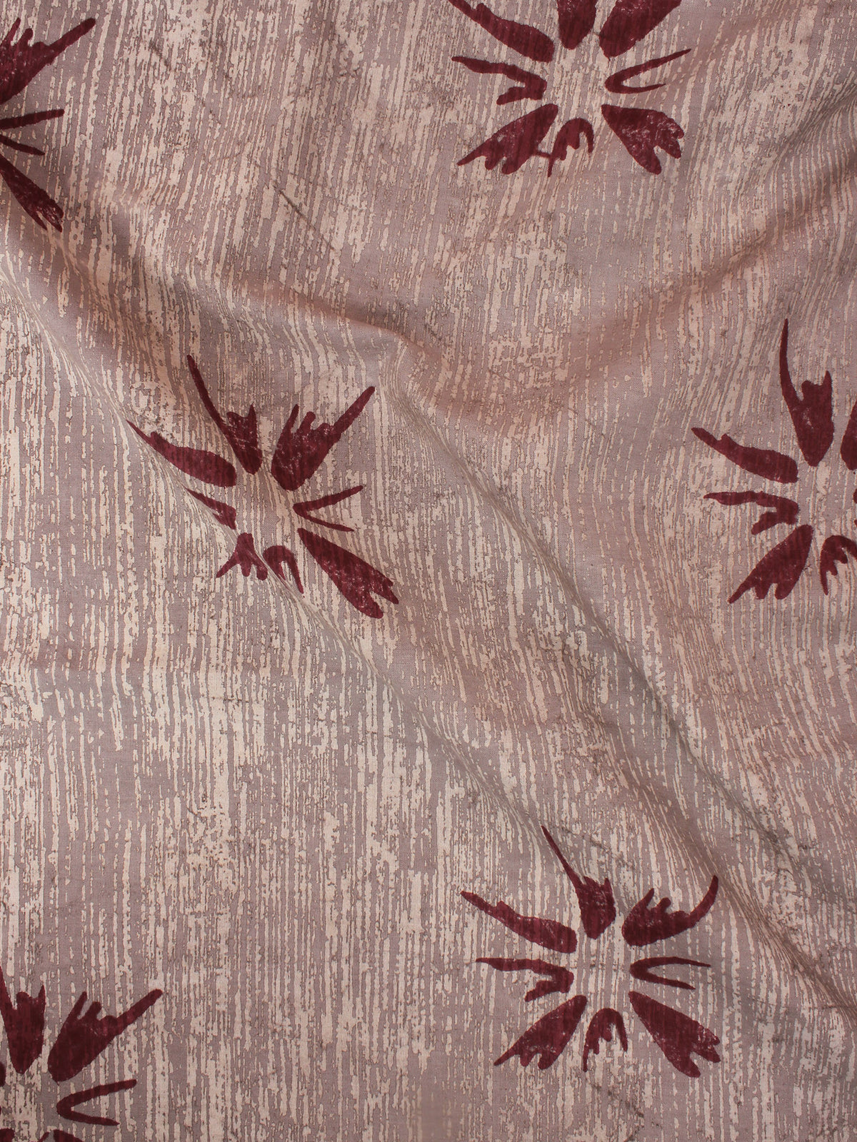 Beige Maroon Natural Dyed Hand Block Printed Cotton Fabric Per Meter - F0916304