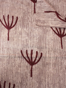 Beige Maroon Natural Dyed Hand Block Printed Cotton Fabric Per Meter - F0916303