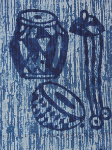 Indigo Ivory Natural Dyed Hand Block Printed Cotton Fabric Per Meter - F0916297