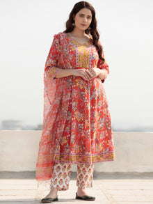 Zohra Shirat - Set of Anarkali Kurta Pants & Kota Dupatta - KS64A2510D