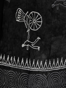 Mustard Coral Black Hand Block Printed Cotton Suit-Salwar Fabric With Chiffon Dupatta (Set of 3) - SU01HB382