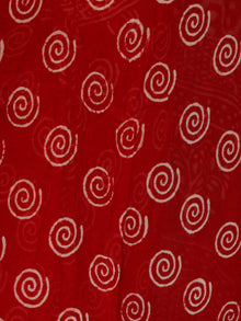 Red White Hand Block Printed Chiffon Saree with Zari Border - S031703122