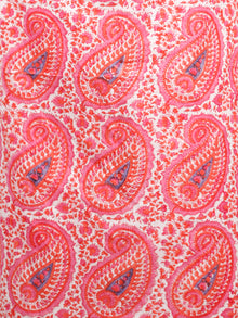 Pink Blue White Hand Block Printed Kurta in Natural Colors - K81F1480