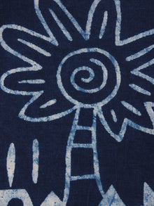 Indigo White Natural Dyed Hand Block Printed Cotton Fabric Per Meter - F0916302