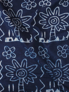 Indigo White Natural Dyed Hand Block Printed Cotton Fabric Per Meter - F0916302
