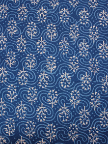 Indigo Beige Natural Dyed Hand Block Printed Cotton Fabric Per Meter - F0916301