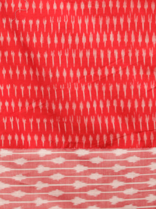 Red Ivory Wine Pink Handloom Mercerised Ikat Long Cotton Dress With Kalamkari Patch Work - D281F1267