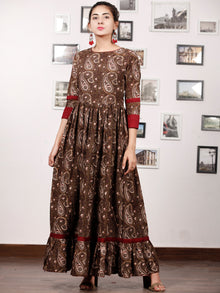 PAISLEY CLASSICS - Hand Block Printed Cotton Long Dress  - D136F1732