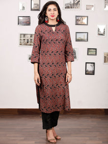 Black Brown Maroon Hand Block Printed Kurta - K134f1660