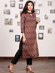 Black Brown Maroon Hand Block Printed Kurta - K134f1660
