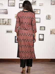 Black Brown Maroon Hand Block Printed Kurta - K134f1660